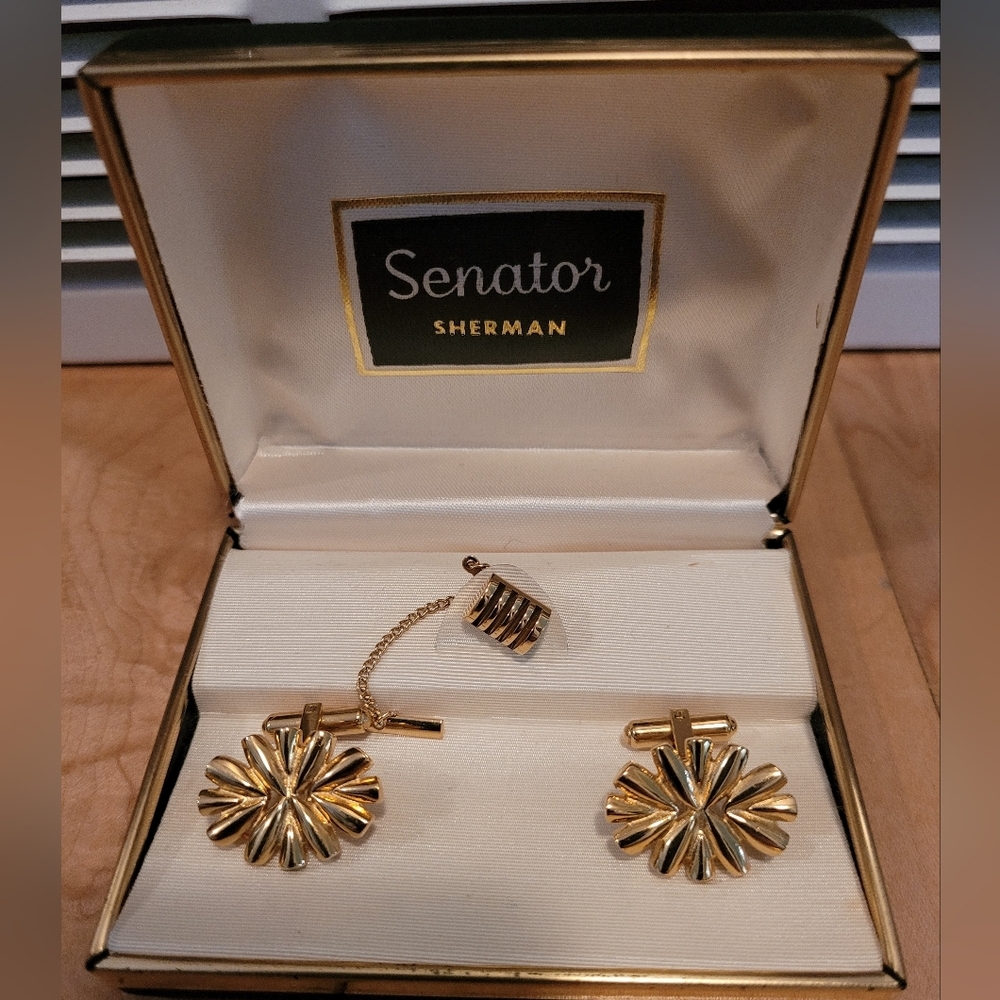 Vintage Senator Sherman Cufflinks and Tie Clip Set